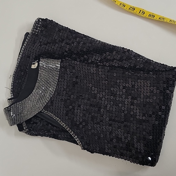 Miss Me Sequin & Beaded Mini Cocktail Black Top/ Dress - Picture 9 of 11